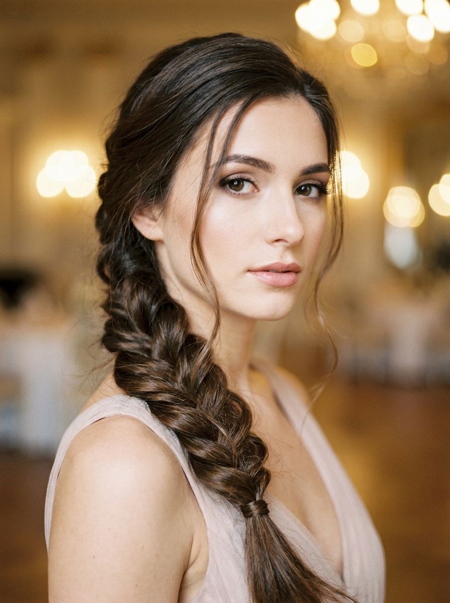 Seitlicher Flechtzopf - Festliche Frisuren lange Haare